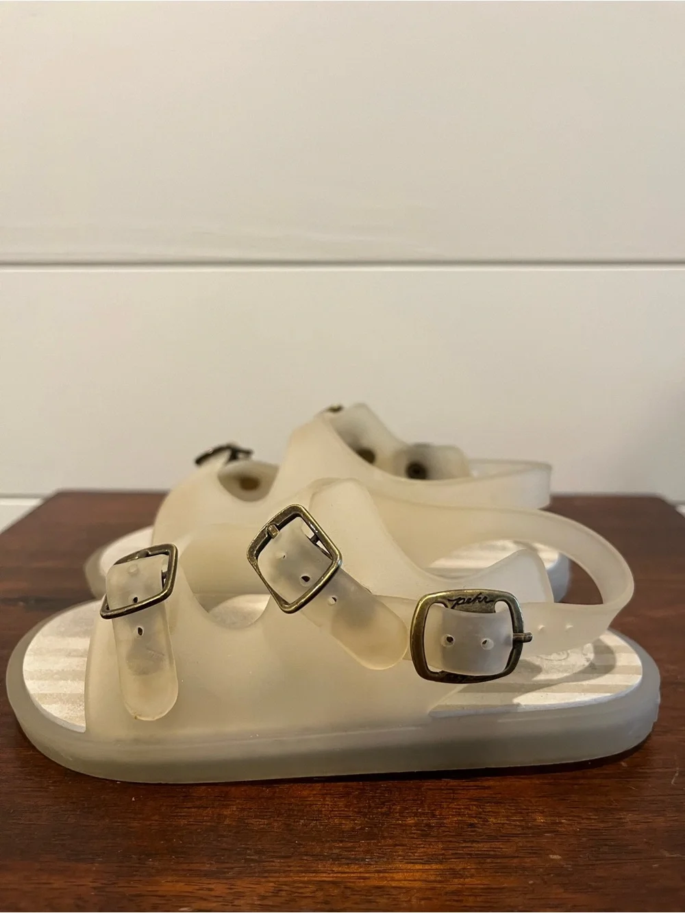 Pehr Kids Splash Sandal Translucent Clear Double Buckle - Size 9